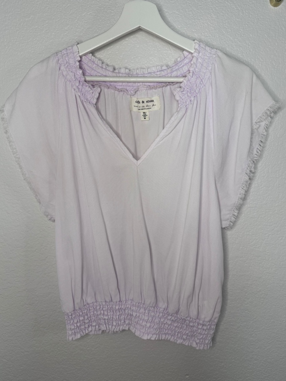 Anthropologie Cloth & Stone "Effie" Lilac colored Tencel Smocked Blouse - Med